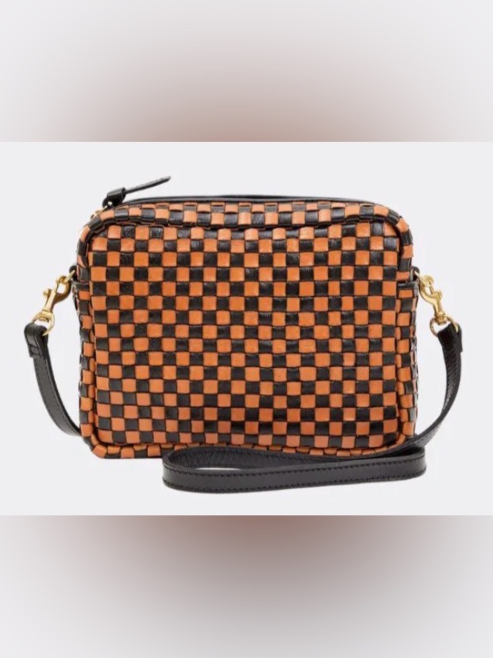 Clare V- midi sac crossbody bag. Camel and Black Checkered. EUC